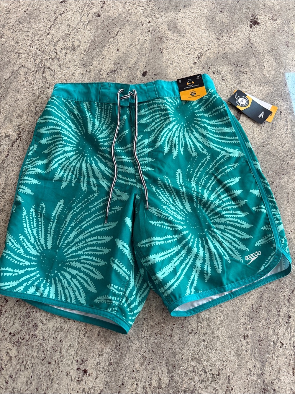 Speedo Teal Swim Shorts with Light Teal Burst Print